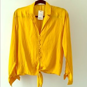 Golden yellow satin blouse